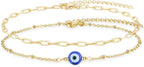 Tarsus Gold Plated Evil Eye Bracelet/Anklets Layered Amulet Nazar for Women