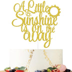 A Little Sunshine Is On The Way Cake Topper,Sun Baby Shower Cake Decor,Gender Reveal Birthday Party Supplies Gold Glitter