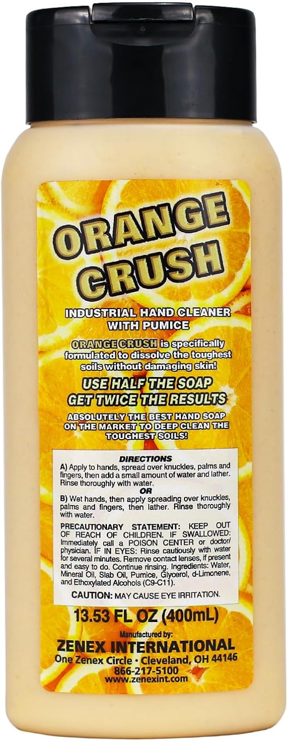 Zenex Orange Crush Hand Soap with Pumice and Skin Conditioners - Industrial Hand Cleaner | Citrus Crème Scent | Dissolve Tough Soils | Does Not Dry Out Skin | 400 ml (1-Pack)