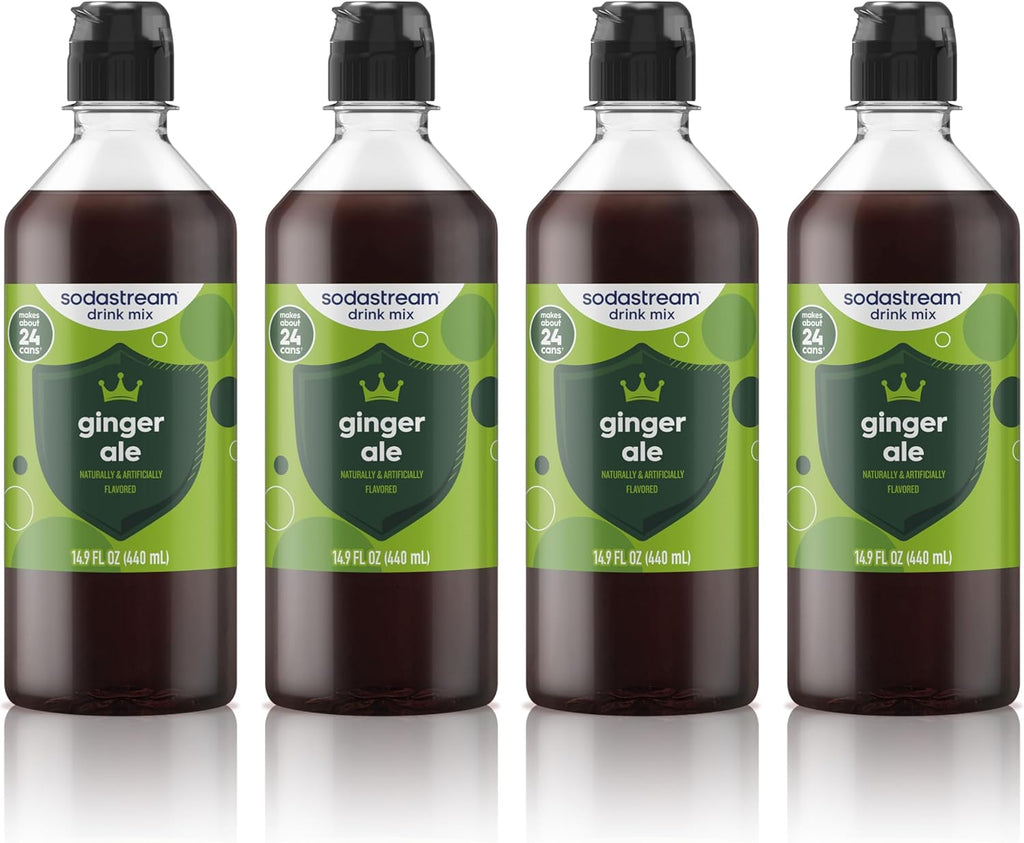SodaStream Ginger Ale New Pour Bottle, 14.9 Fl Oz (Pack of 4)