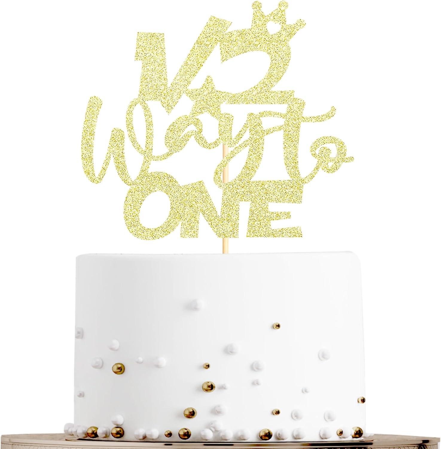 Sotpot 1 Pack Half Way To One Cake Topper Gold Glitter 1/2 Half Birthday Cake Decoration for Baby Half Year Old Birthday Party Gender Reveal Party Supplies
