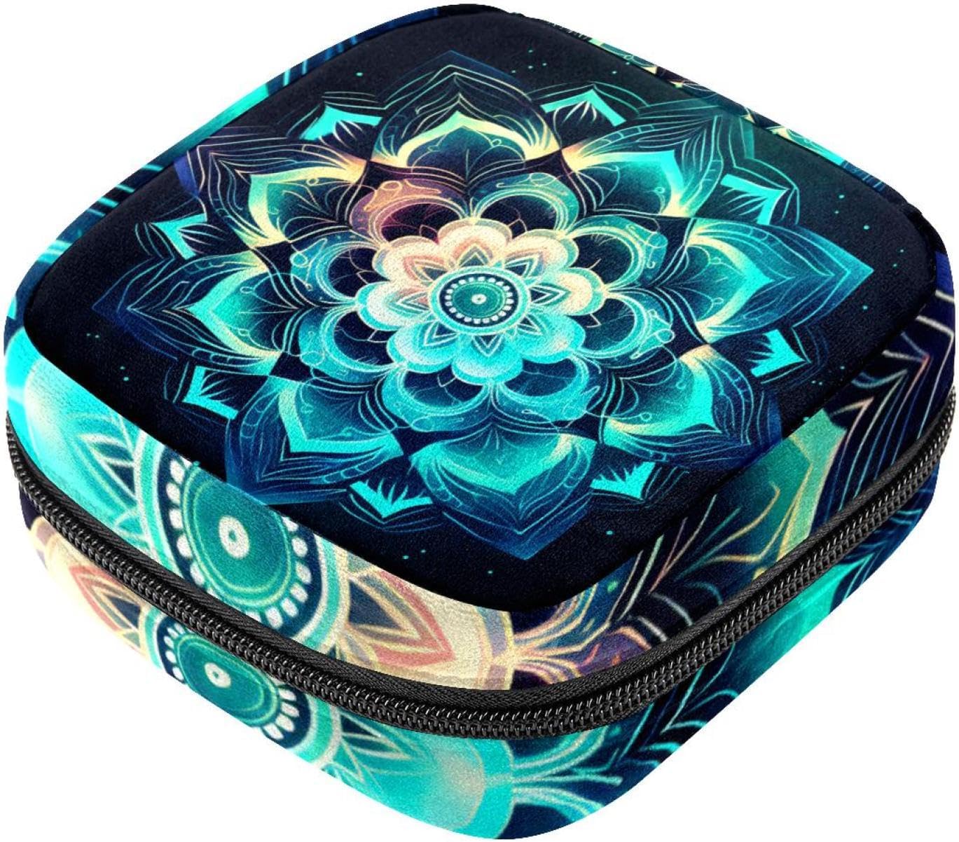 Period Bag,Sanitary Napkin Storage Bag,Abstract Ancient Geometric Field,Tampon Bag for Purse