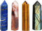 4pcs Natural Crystal Point Wand Set,Hand-Finely Polished,Meditation Healing Purification,Full-Scenario Decoration Display for Home Office,Holiday Gifting(5-6cm Crysta Point Wand 4pcs)