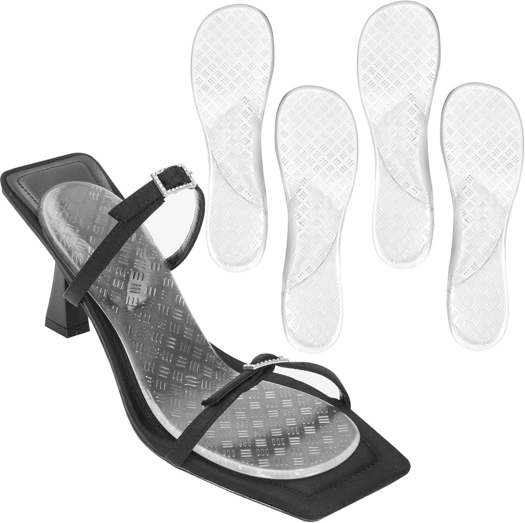 Arch Support Sandal Inserts for Flat Feet, Gel 3/4 Invisible High Heel Insoles Women, Adhesive Hell Inserts for Dress Shoes Pain Relieve, New Anti-Slip, 2 Clear, 5-7