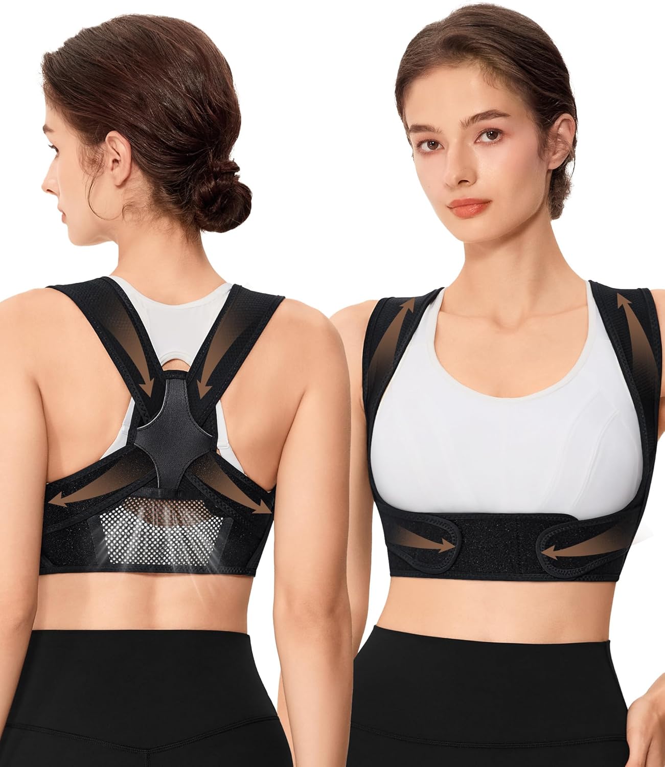 URSEXYLY Posture Corrector for Women Breathable Back Brace For Posture Adjustable Back Straightener Support for Neck Shoulder Clavicle and Upper Back Pain Relief(L/XL,Black)