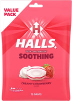 HALLS Throat Soothing Creamy Strawberry Throat Drops, 70 Drops