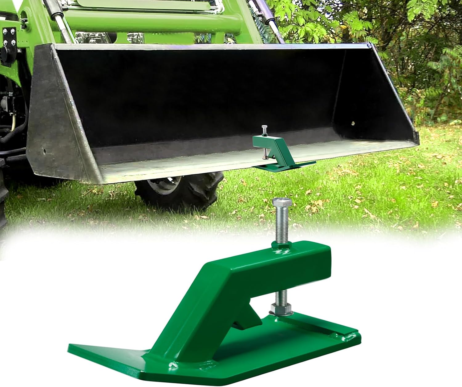 Tractor Bucket Protector, Heavy Duty Steel Bucket Attachments, 12" Long Skid Edge Protector Turning Bucket into Snow Pusher, 4.5" Width Turf Tamer Preventing Grass Destruction (Green 1 Pack)