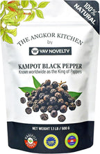 Kampot Black Pepper - The King of Peppers, Rare Cambodian Whole Peppercorns, Authentic Certified by Kampot Pepper Association, Unique Flavor & Aroma, 1.1 LB / 500g