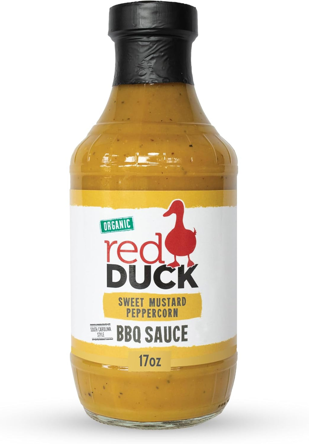 Red Duck Sweet Mustard Peppercorn Organic BBQ Sauce, mustard bbq sauce, 17 ounces