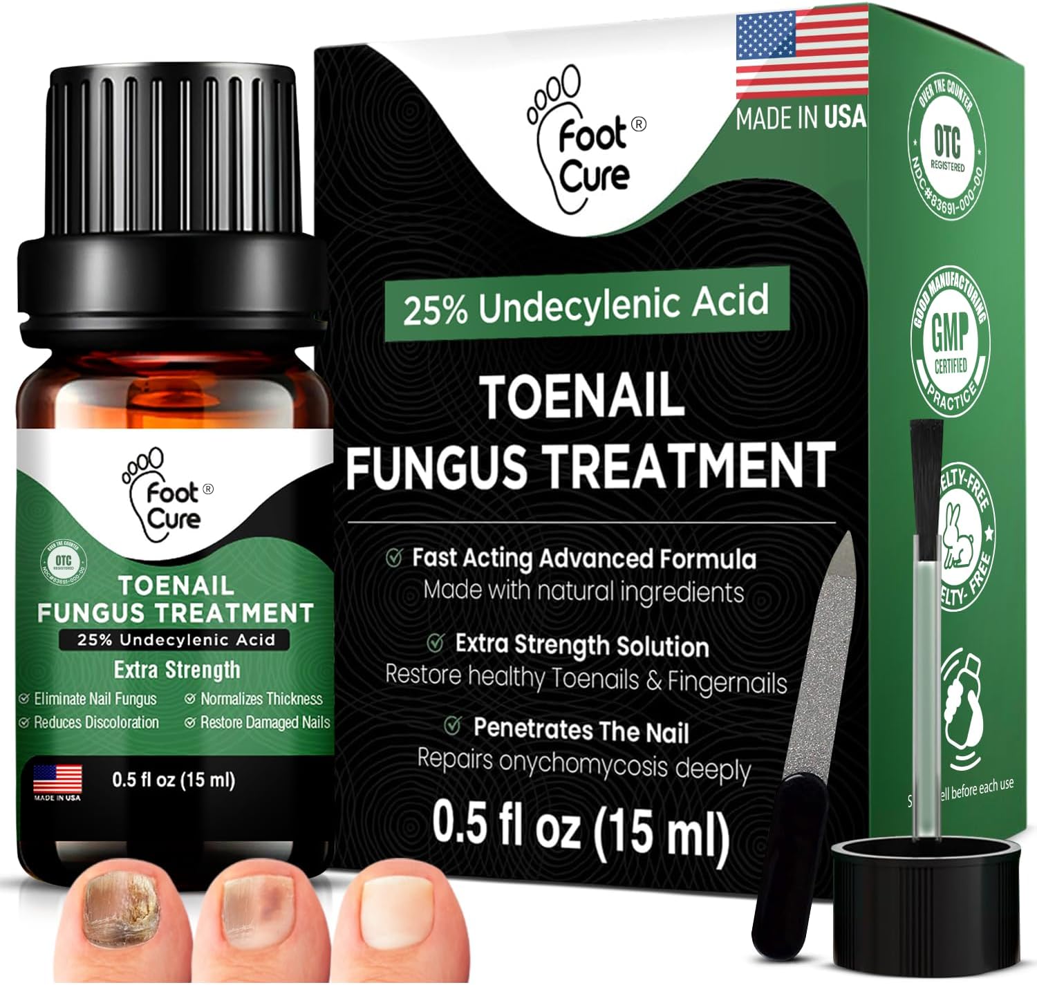 Foot Cure Toenail Fungus Treatment Extra Strength – Athletes Foot Treatment for Toenails, Restorative Nail Repair for Damaged Nails, Toenail Softener with Tea Tree Oil & Oregano Oil - Made in USA