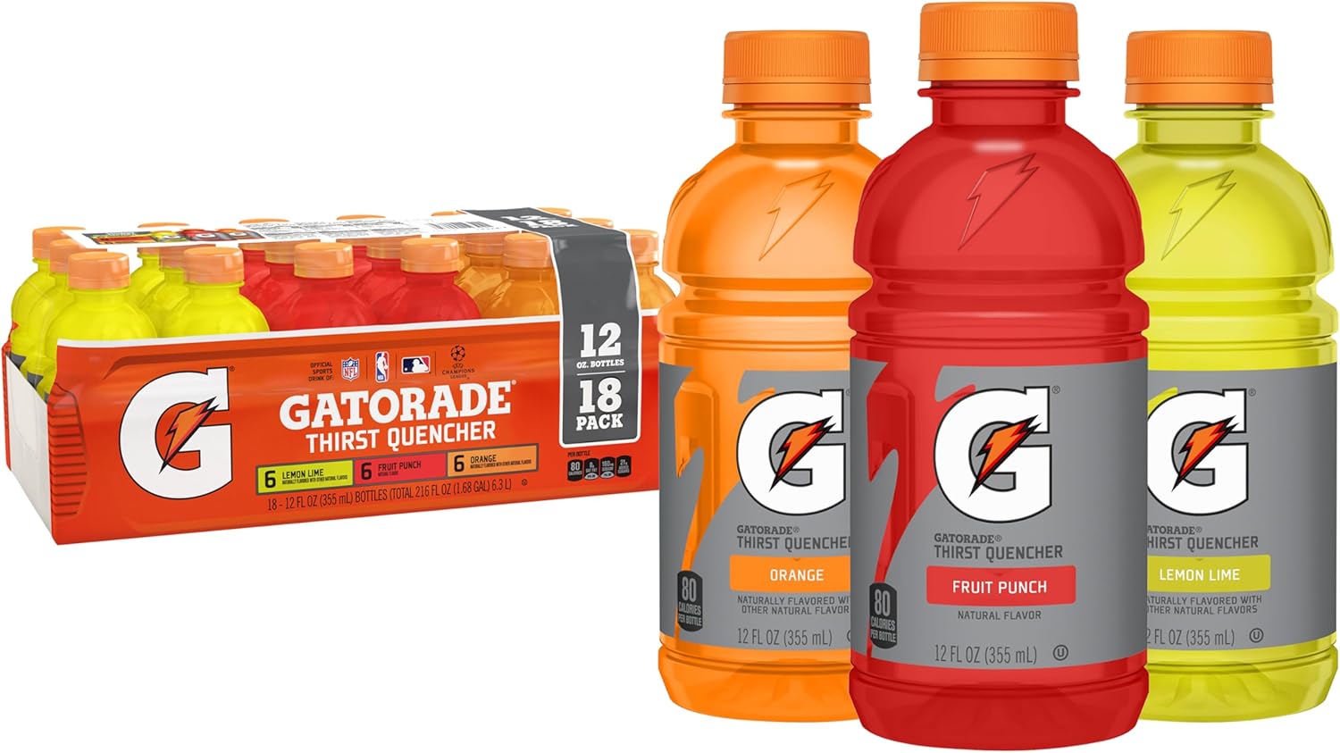 Gatorade Thirst Quencher Sports Drink, Variety Pack, 12 Fl Oz (Pack of 18)