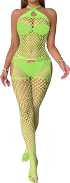 Fishnet Lingerie for Women Fishnet Bodysuit Mesh Bodystocking Babydoll Nightwear Rave Outfits For Women