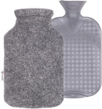 2.0L Fashy Hot Water Bottle with Barker Textiles 100% Wool Cover (Black) Hot Water Bag with Cover