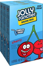 Jolly Rancher CHERRY Singles to Go 3 Boxes of 6 Packets Each