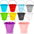 10 Pcs Mini Metal Bucket with Handle Small Colorful 4.73 x 3.94 x 3.19 Inch Bucket for Christmas Classroom Party Crafts Beach, 10 Colors