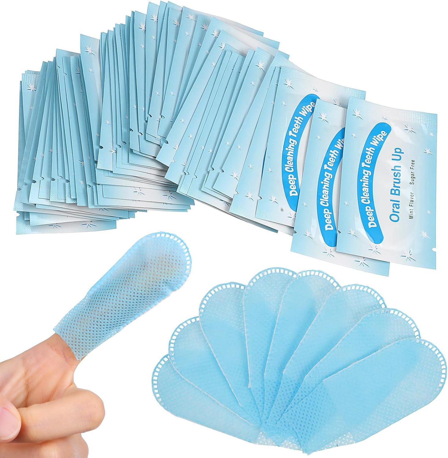 Cleaning Wipes 50 Pcs Disposable Deep Cleaning Teeth Wipes Finger Toothbrush Oral Finger Wipes Teeth Whitening Wipes Oral Cleaning Wipe for Oral Brush Ups Mini Toothbrush