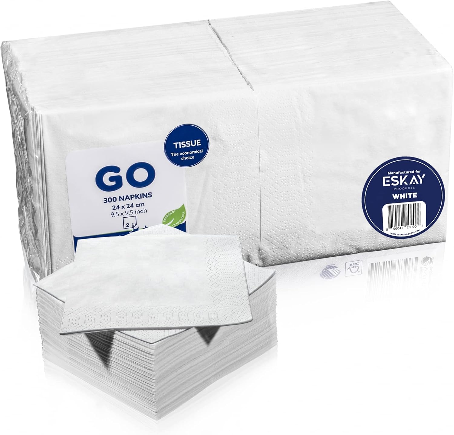 White Beverage Napkins, 2-Ply Disposable Paper Napkins-Bar, Cocktail, Weddings, Birthday, EU Made, (300 Count)