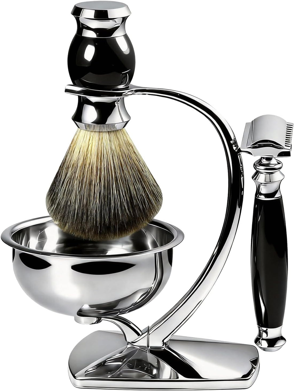 GRUTTI Premium Shaving Kit for Men, 4 in 1 Shaving Set Includes shaving Stand & Soap Bowl &Brush, Double Edge Safety Razor for Men, Safety, Eco-Friendly