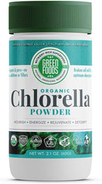 Green Foods Organic Chlorella Powder - Vegan - Non GMO - 2.1 oz (Pack of 2)