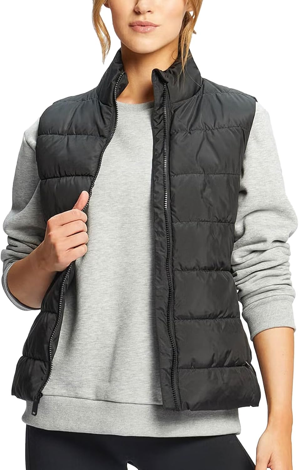 Women's Puffer Vests Slim Fit Full Zip Quilted Sleeveless Puffy Jacket for Womens Water-Resistant Outdoor Sport Coat
