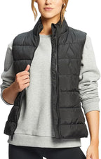 Women's Puffer Vests Slim Fit Full Zip Quilted Sleeveless Puffy Jacket for Womens Water-Resistant Outdoor Sport Coat