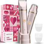Bikini Trimmer for Women 2 in 1 Electric Razors Shaver Facial Hair Removal for Women Pubic, Armpit, Face &Precision Areas, IPX7 Waterproof,Rechargeable Dock, Rose Golden