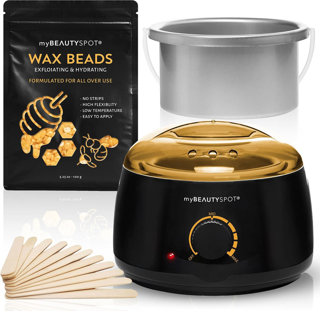 My Beauty Spot Wax Machine & Wax Kit for Women - At-Home Hair Removal Waxing Kit - Full Body Bikini Brazilian - Painless Wax Warmer Melter with Exfoliating Honey Wax Beads