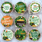 36PCS Edible Happy St Patrick’s Day Cupcake Toppers Wafer Paper Lucky Day Cupcake Picks for Four Leaf Clover Irish Theme Baby Shower Birthday Party Cake Decoration Supplies