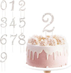 BEIDHIA Number Cake Topper 0-9,Silver Bling Rhinestone Happy Birthday Cake Topper for 2nd 12th 21st 30th 40th 60th 70th Birthday Party Anniversary Wedding Cake Decorations
