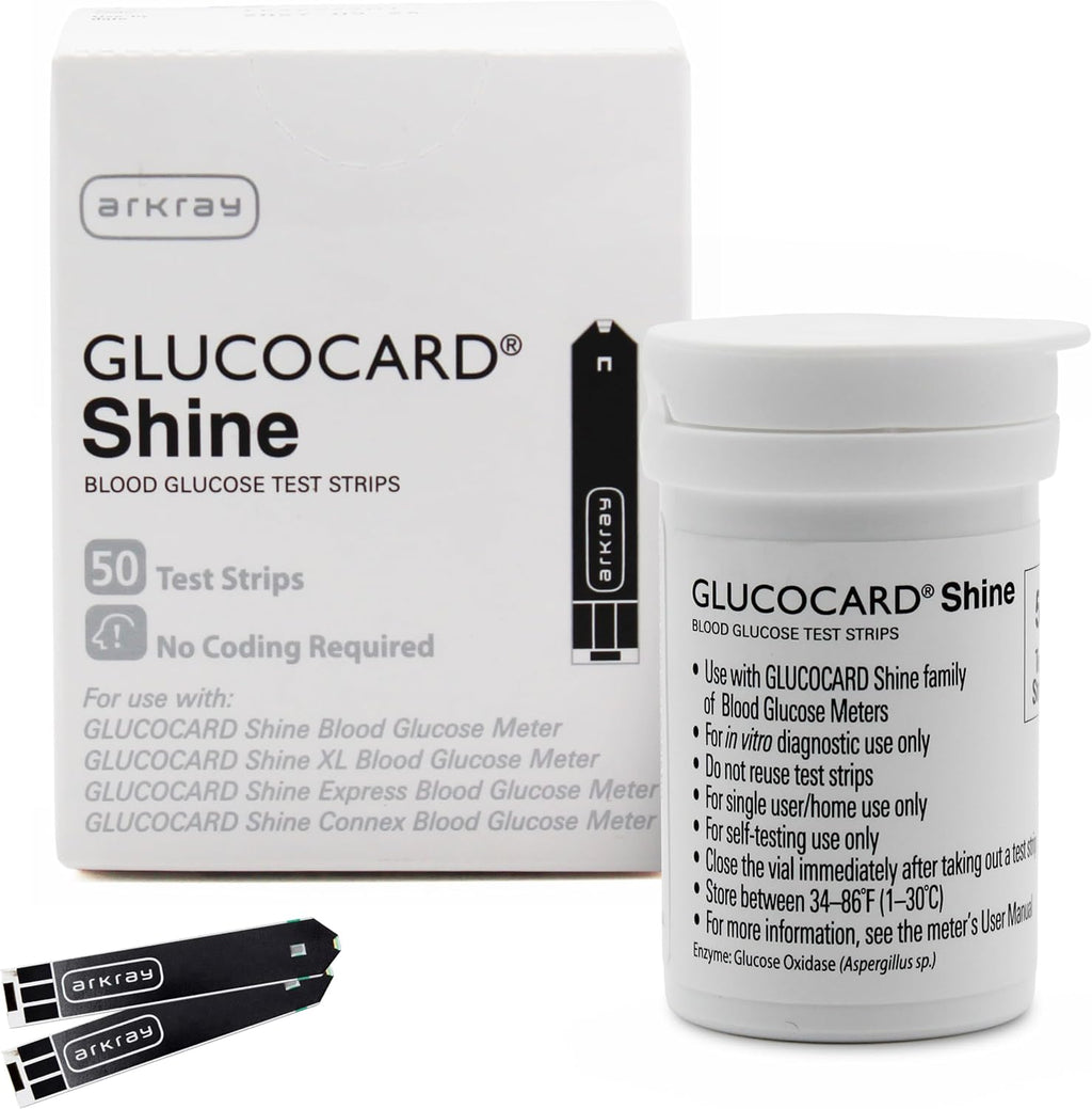 ARKRAY GLUCOCARD Shine Blood Glucose Test Strips – No Coding Required, Fast 5-Second Results, 0.5 Microliter Sample Size – Compatible with GLUCOCARD Shine Blood Glucose Meters, 50 Count