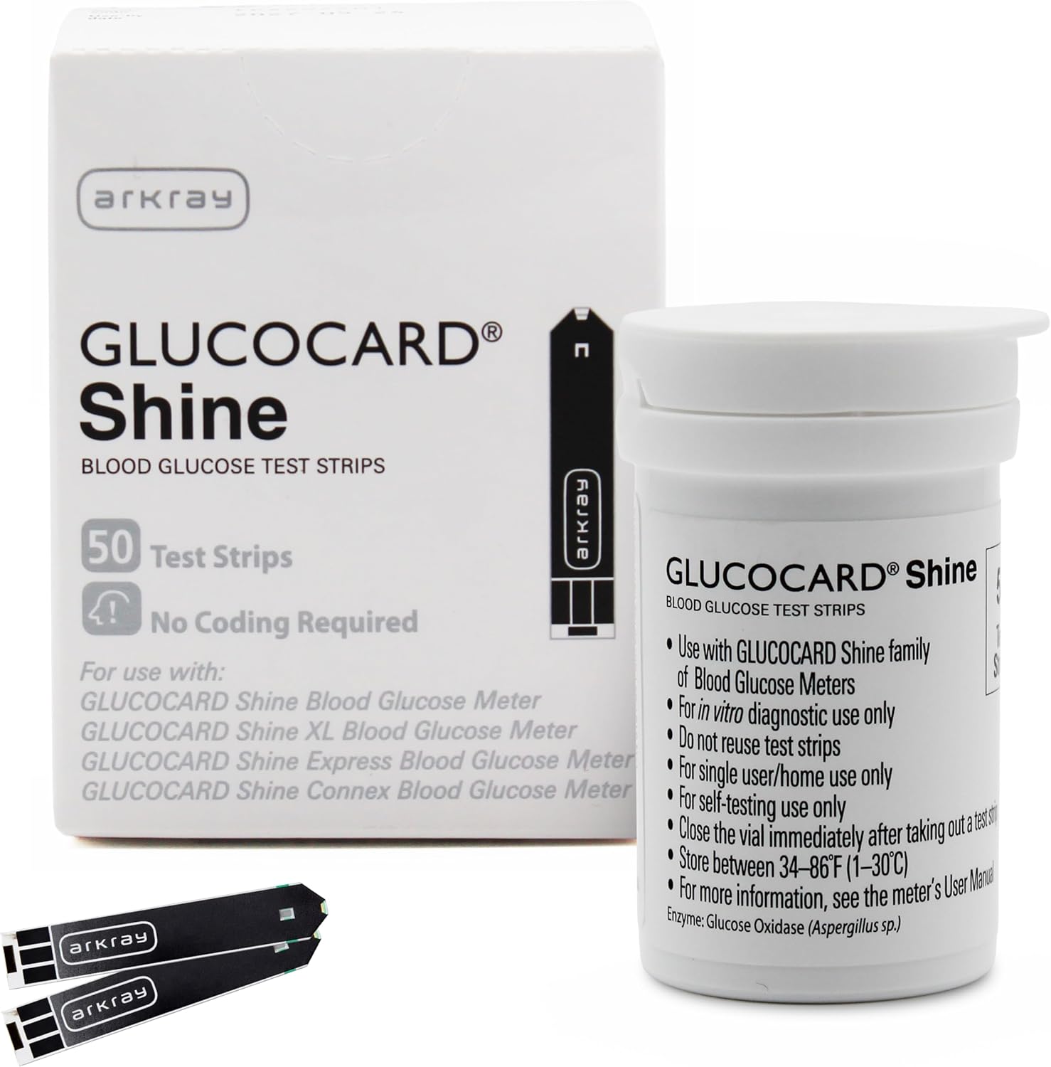 ARKRAY GLUCOCARD Shine Blood Glucose Test Strips – No Coding Required, Fast 5-Second Results, 0.5 Microliter Sample Size – Compatible with GLUCOCARD Shine Blood Glucose Meters, 50 Count