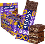 Adonis Keto Double Choc Crisp High Protein Bar (16 x 45g Bars) | Vegan & Keto Friendly | 100% Natural | Sugar Free, Palm Oil Free, Dairy Free | Low Sugar