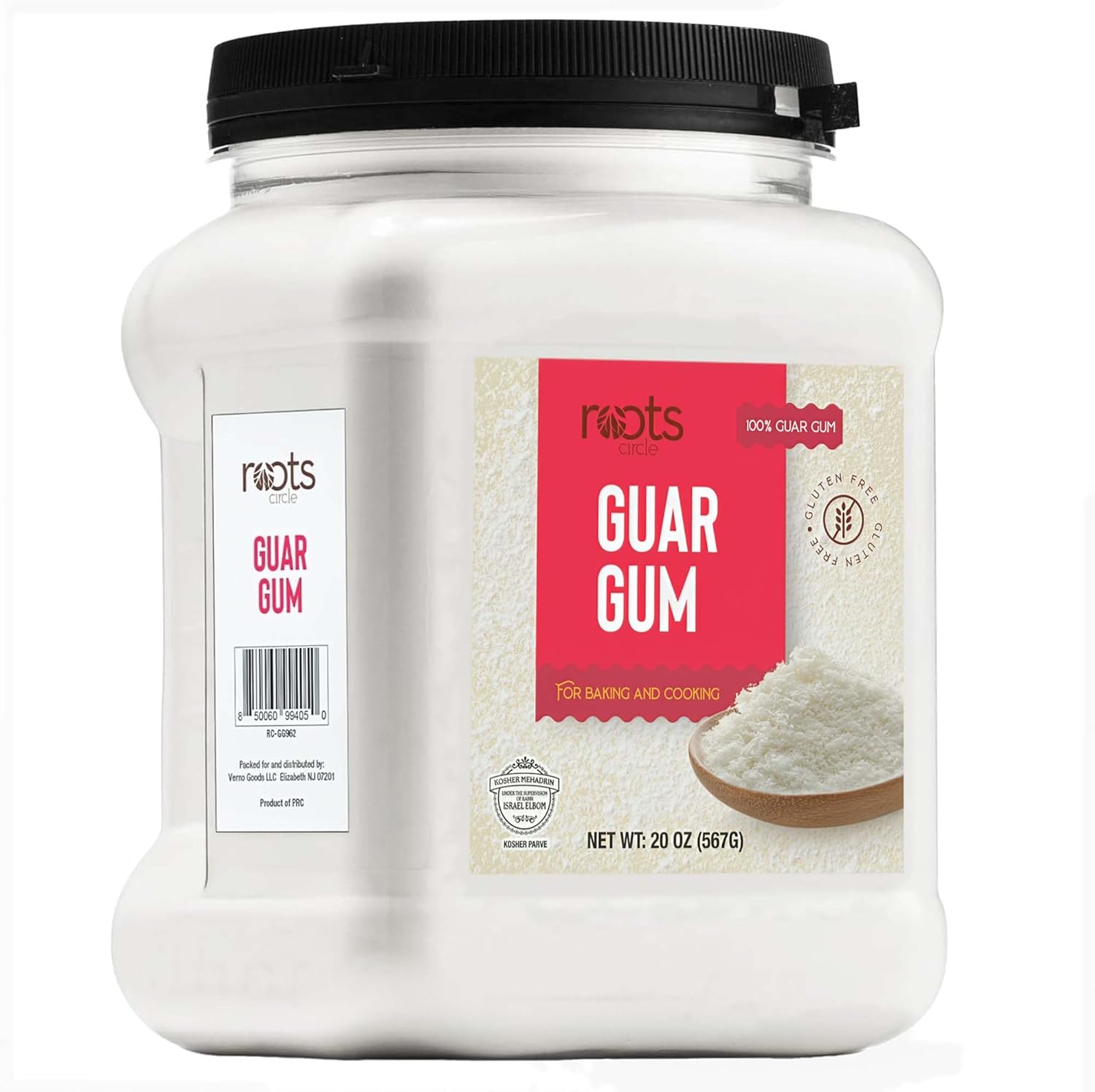 Roots Circle Premium Guar Gum Powder - Plant-Based Thickener & Binder for Baking, Sauces & Cold Desserts - Gluten-Free, Vegan, Keto Friendly - Kosher, All-Natural, Non-GMO (20 ounces)