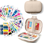 iouwei Pill Organizer with Medicine Labels Travel Daily Pill Container Mini Medication Organizer Storage Pill Organizer Travel Essentials Pill Case 7 Day Pill Organizer (Beige, 161 Lables)