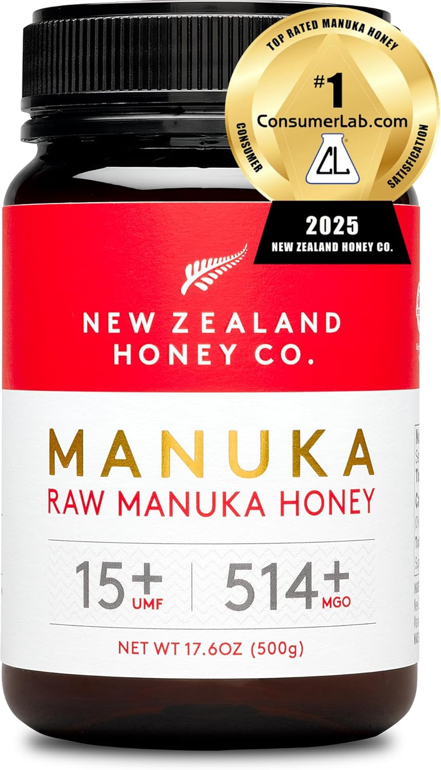 New Zealand Honey Co. Raw Manuka Honey UMF 15+ | MGO 514+, UMF Certified / 17.6oz