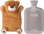 HomeTop Premium Classic Rubber Hot or Cold Water Bottle with Cute Stuffed Bear Cover