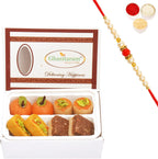 Ghasitaram Gifts Indian Sweets - Rakhi for Brother Rakhi Gifts Sweets- Sweets- Assorted Sweets Box (200 gms) with Pearl Rakhi