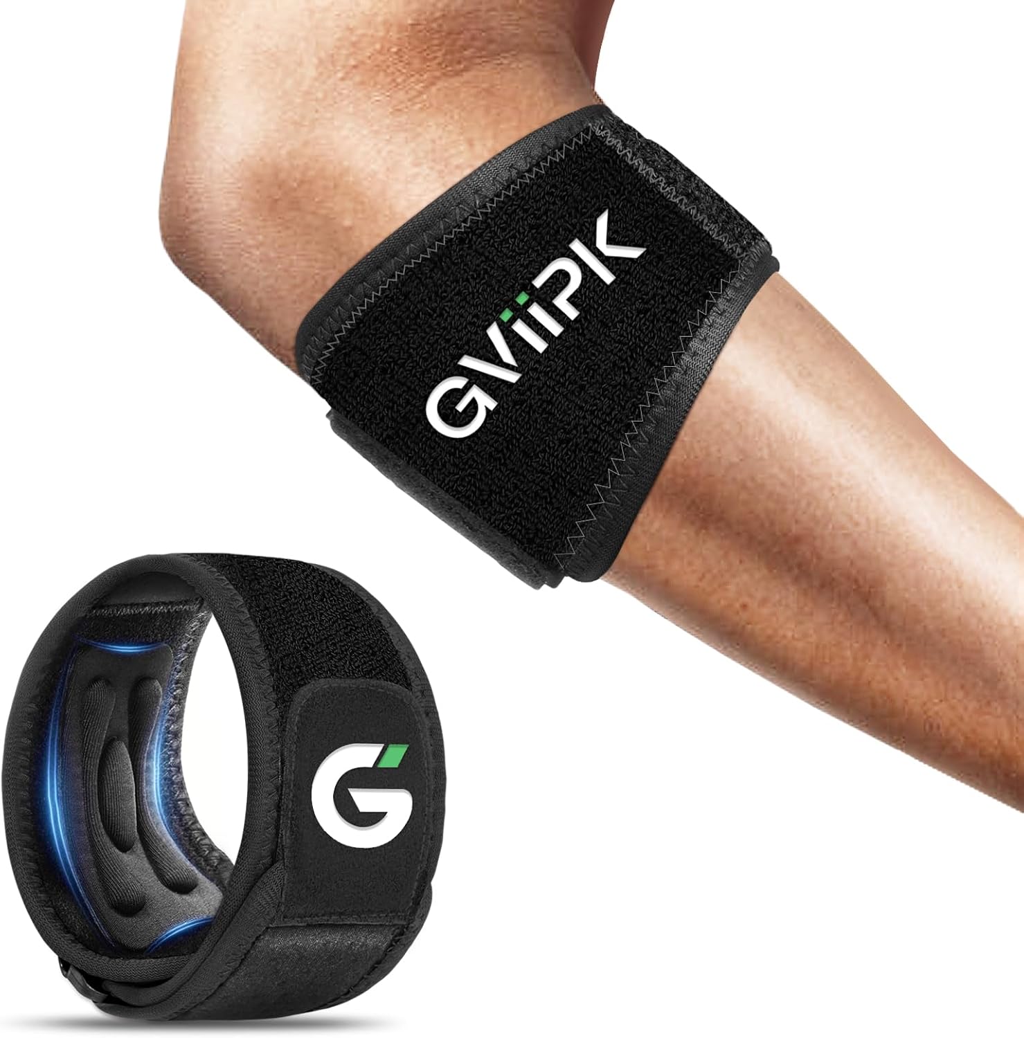 Tennis Elbow Brace for Men Women, Adjustable Elbow Strap for Tendonitis with Compression Pad, Golfers Elbow Brace for Pain Relief, Arm Forearm Brace Bands - Black 1 Pack