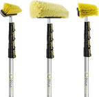 DOCA Scrub Brush 6-24 Ft with Long Handle Extension Pole - Outdoor Broom and Scrubbing Brush for House Floor, Deck, Patio, Car - Brush Set