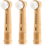 Replacement Toothbrush Heads Compatible with Oral-B, Eco-Friendly Bamboo Handle with Castor Oil Bristles (Plant-Based), BPA-Free, Biodegradable Handle (3 Count)