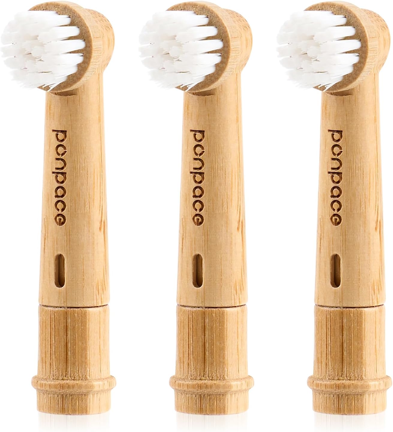 Replacement Toothbrush Heads Compatible with Oral-B, Eco-Friendly Bamboo Handle with Castor Oil Bristles (Plant-Based), BPA-Free, Biodegradable Handle (3 Count)