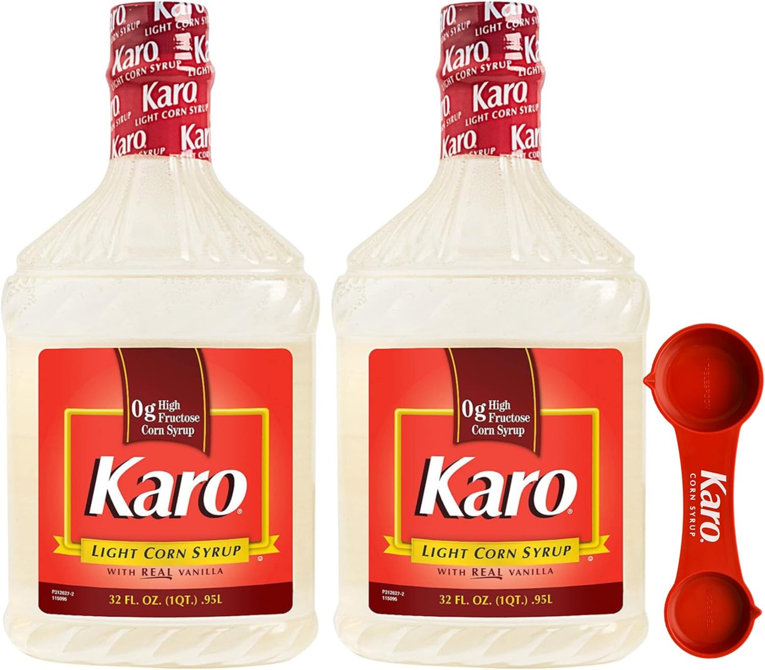 Karo Light Corn Syrup with Real Vanilla, 32 Ounce Bottle (Pack of 2) Includes Karo Measuring Spoon