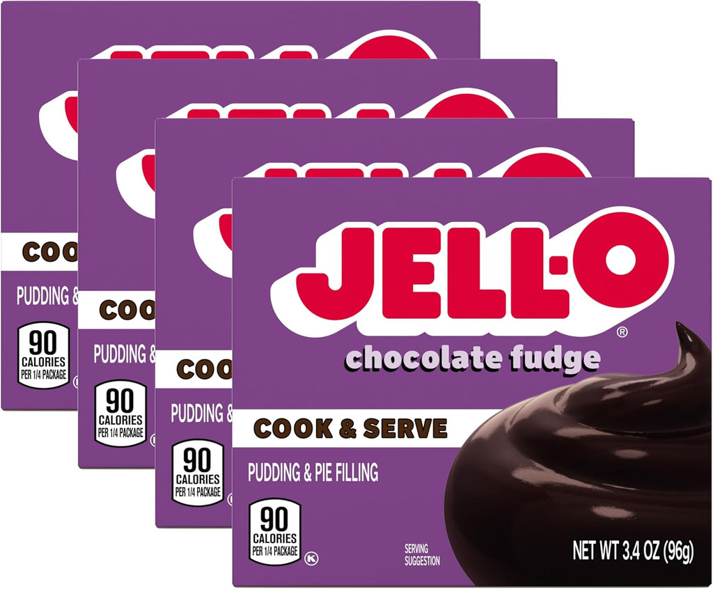 Jell-O Chocolate Fudge Cook & Serve Pudding & Pie Filling 3.4-Oz (Pack of 4)