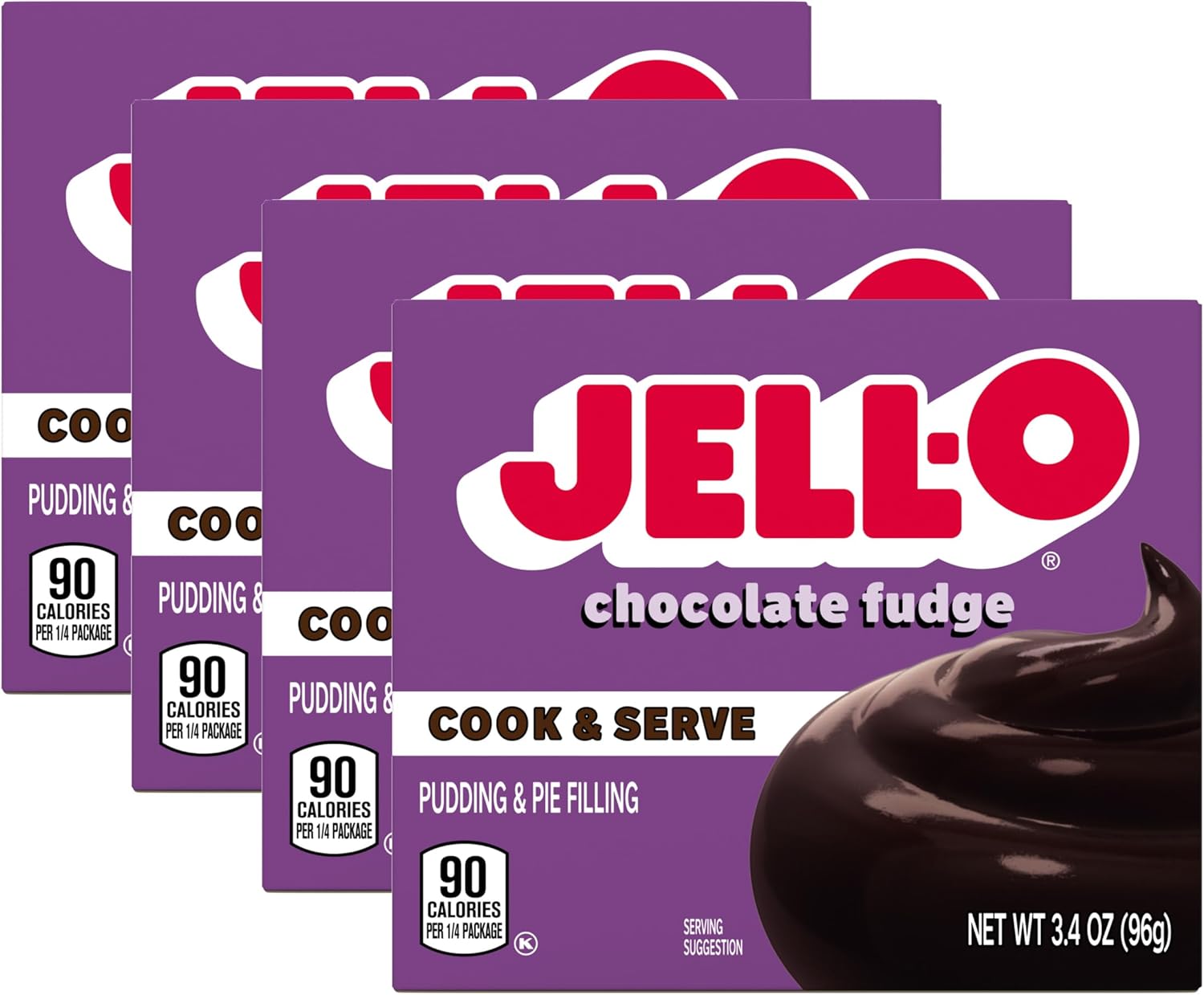 Jell-O Chocolate Fudge Cook & Serve Pudding & Pie Filling 3.4-Oz (Pack of 4)