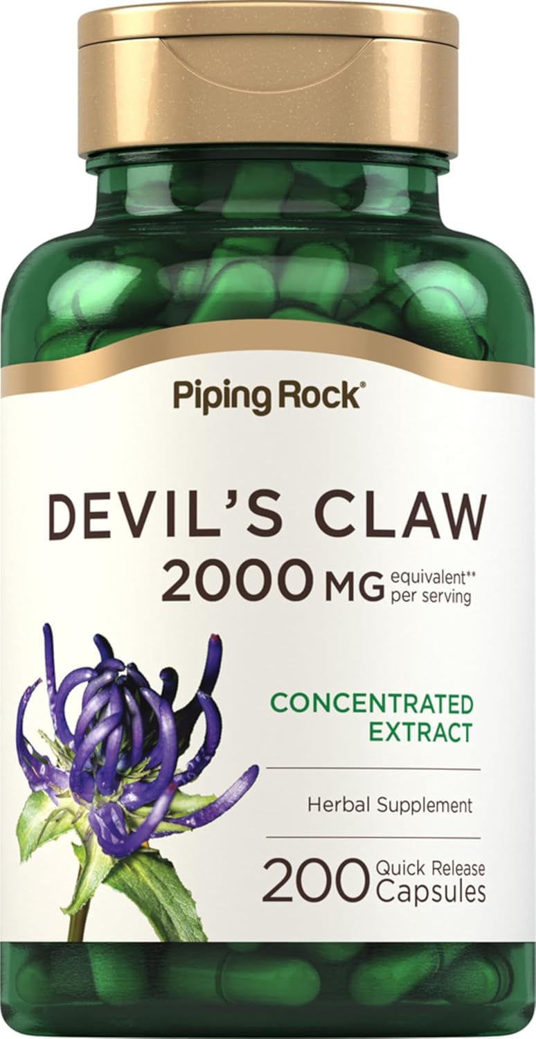 Piping Rock Devils Claw | 200 Capsules | Herbal Supplement | Concentrated Extract | Non-GMO, Gluten Free