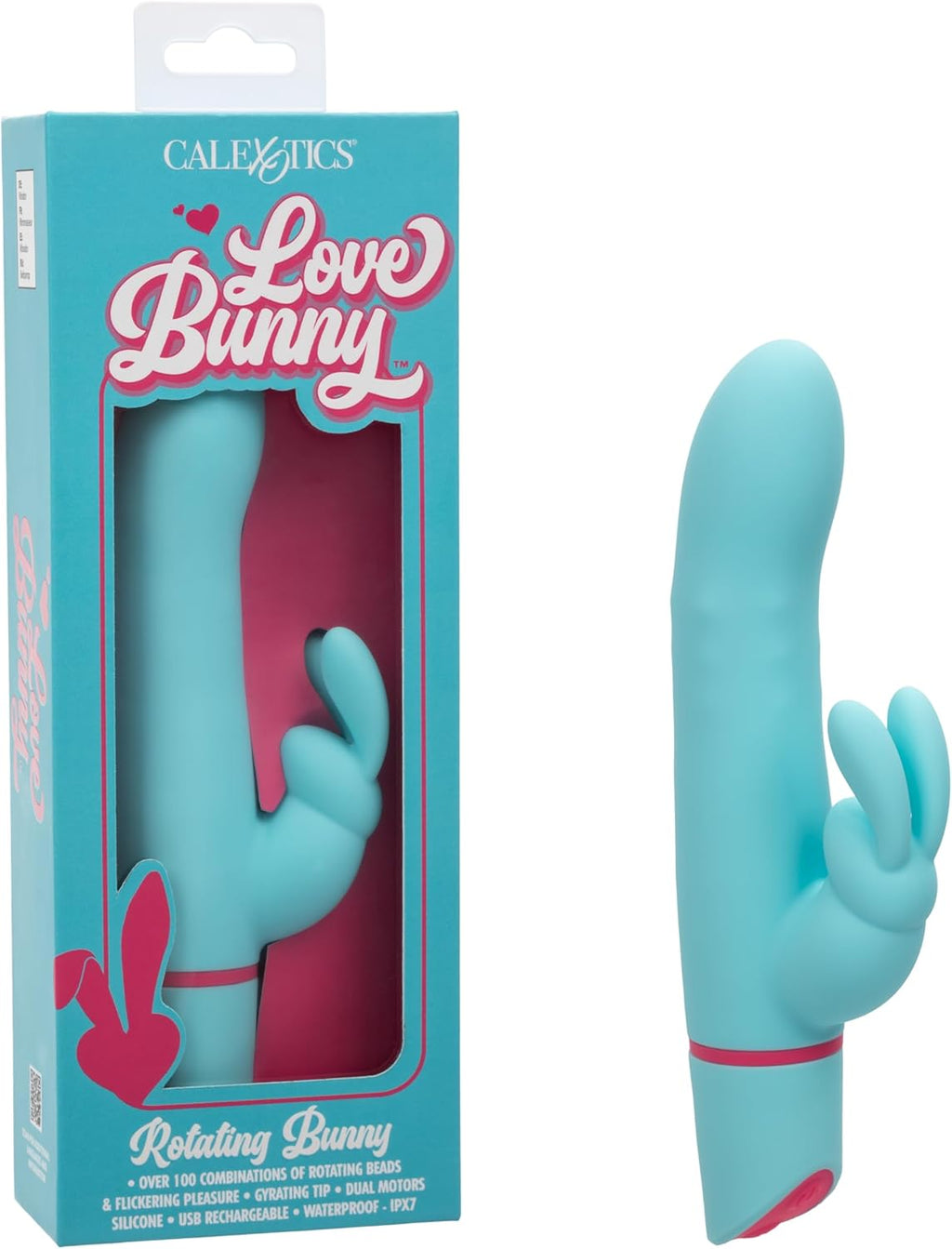 CalExotics Love Bunny Rotating Bunny Waterproof Silicone Rechargeable Beads Rabbit Vibrator Blue - SE-0619-55-3
