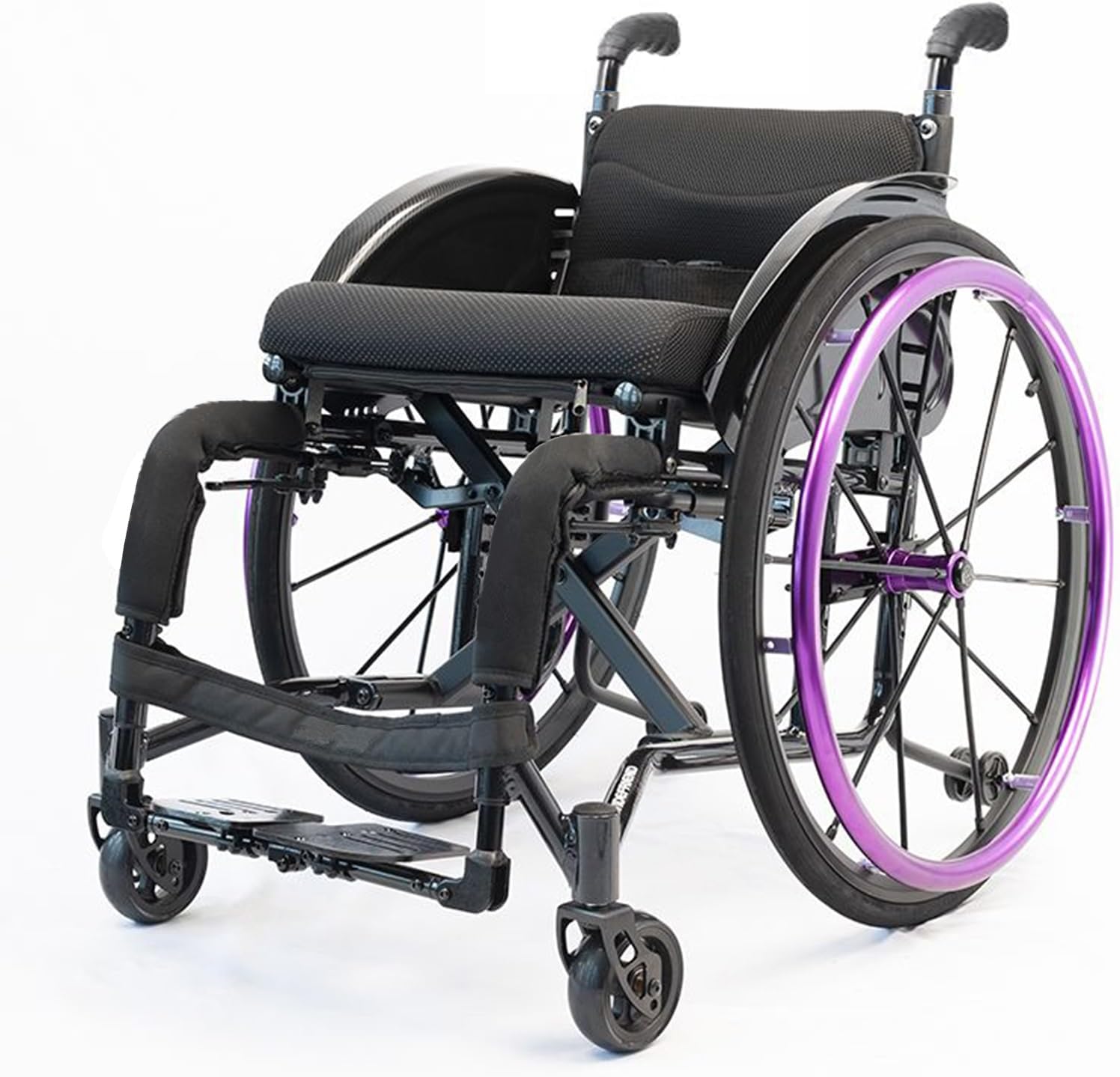 Sports and Leisure Wheelchairs for Adults, Folding Self Propelled Wheelchair,Portable Aluminum Transport Wheelchair,Adjustable Foot Pedal,220 lbs Weight Capacity(Purple)