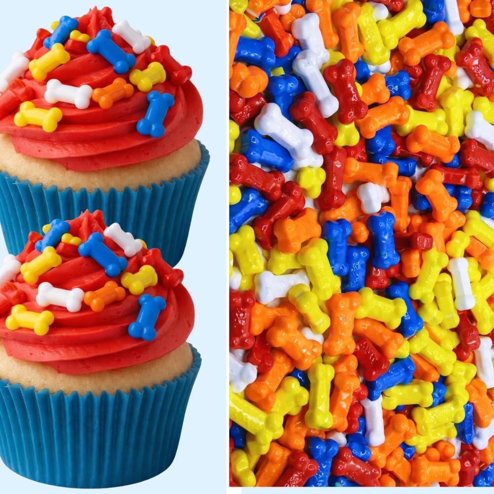 Dog Bone Confetti Sprinkles Cake Cookie Cupcake Donut Decoration Topper Quins 2oz Color Dog Bones Only