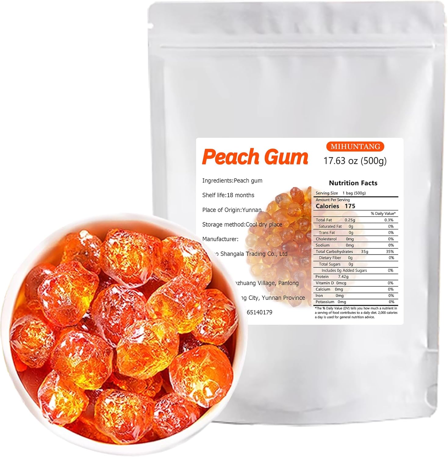 Peach Gum 17.63 oz Edible Peach Tao Jiao Dried Food Tao Jiao Dried