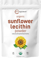 Organic Sunflower Lecithin Powder, 1 Pound, Sustainable Farmed, Cold Pressed, Rich in Phosphatidyl Choline and Protein, Making Liposomal Vitamin C, Lactation Supplement, Non-GMO